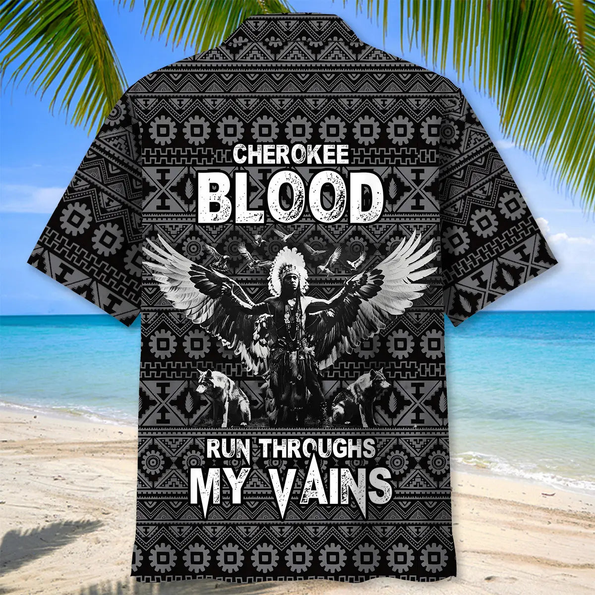 Indigenous Heritage Pattern Hawaiian Shirt For Summer Vacation, Beach Travel, And Casual Wear
