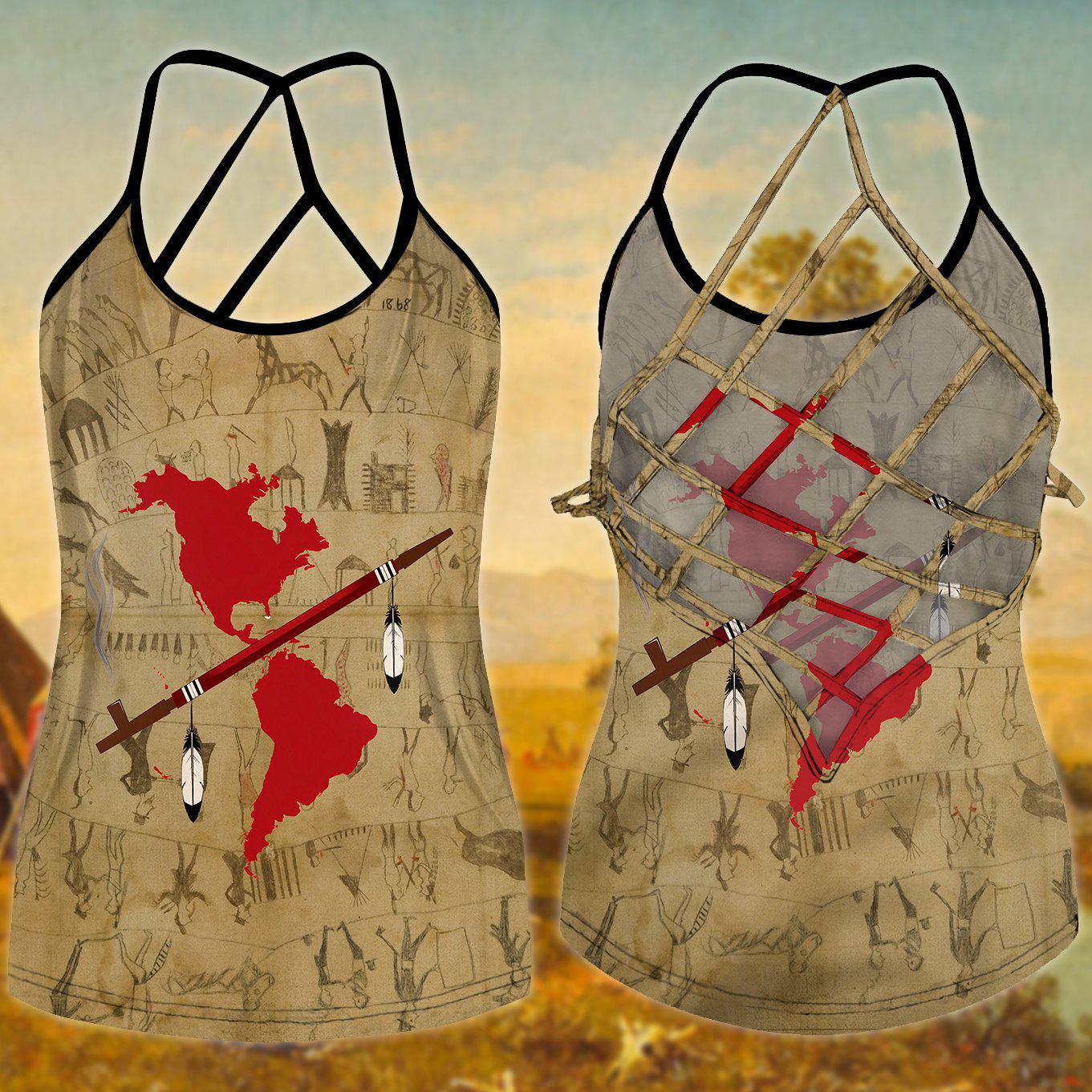 Native Map Hollow Tank Top For Yoga Workouts And Casual Wear