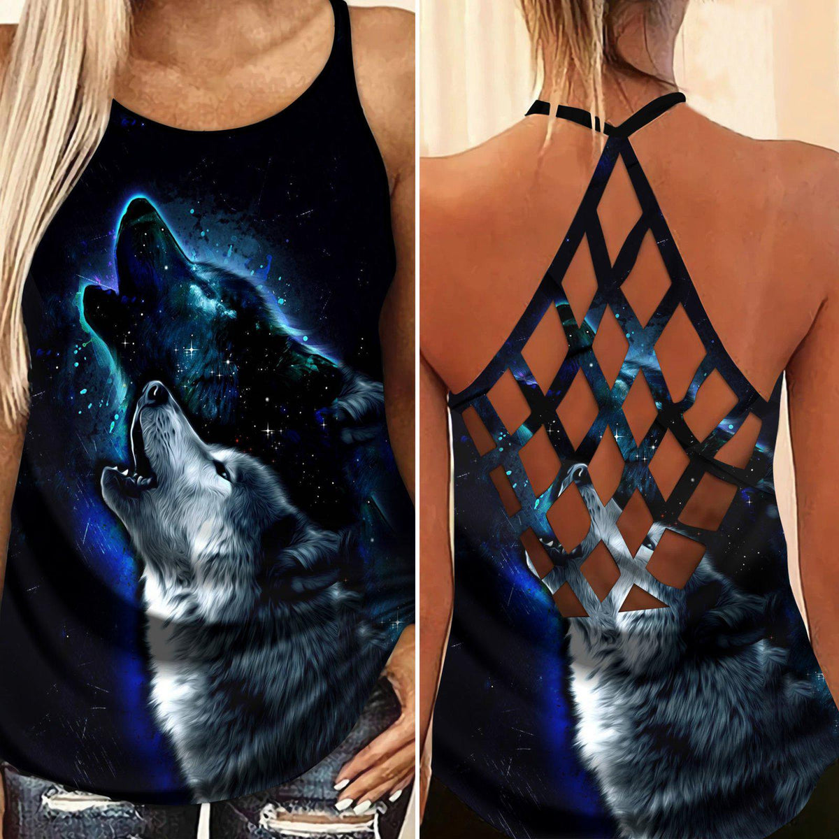 Native Wolf Moon Love Hollow Tank Top For Yoga Workouts And Festival Wear