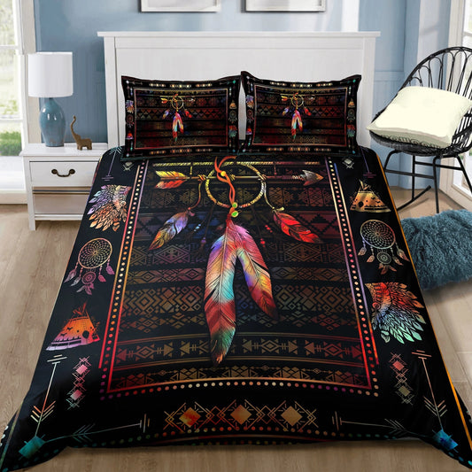 Native Dreamcatcher Feather Bedding Cover For Pet Lover Bedroom Decor