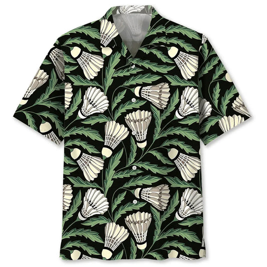 Nature Badminton Hawaiian Shirt For Summer Vacation, Beach Travel, And Casual Wear