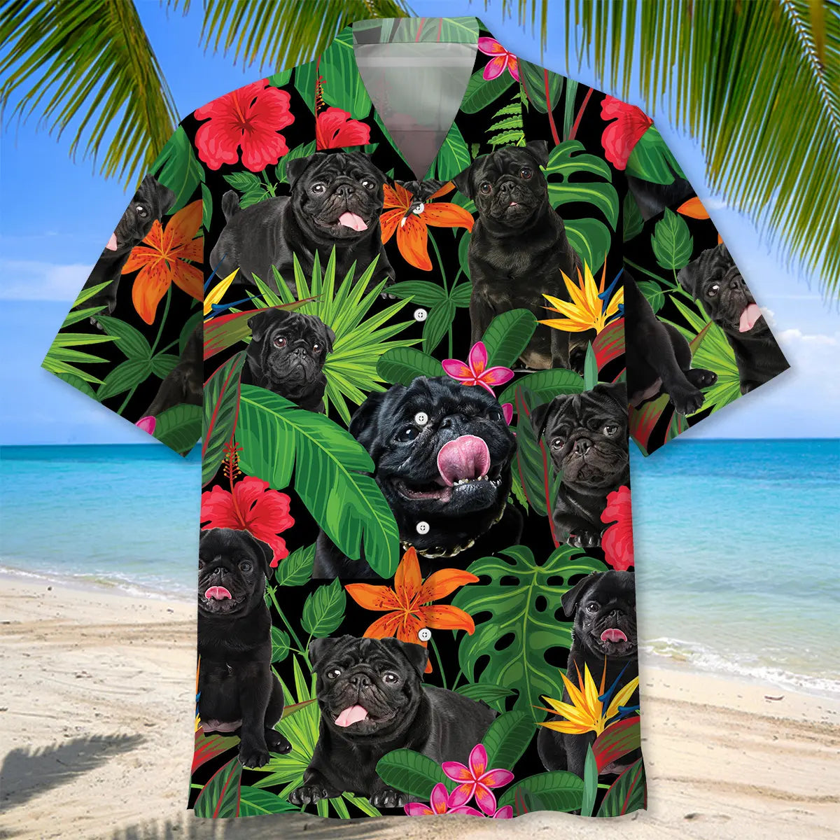 Naughty Pug Hawaiian Shirt For Animal Lovers, Beach Travel, And Casual Summer Style
