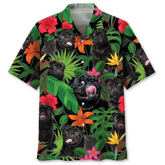 Naughty Pug Hawaiian Shirt For Animal Lovers, Beach Travel, And Casual Summer Style