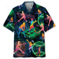 Neon Blue Tennis Hawaiian Shirt For Summer Vacation, Beach Travel, And Casual Wear