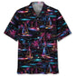 Neon Tropical Sailboat Hawaiian Shirt For Summer Vacation, Beach Travel, And Casual Wear