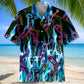 Neon Netball Fire Hawaiian Shirt For Island Vacations, Resort Wear, And Relaxed Seasonal Style