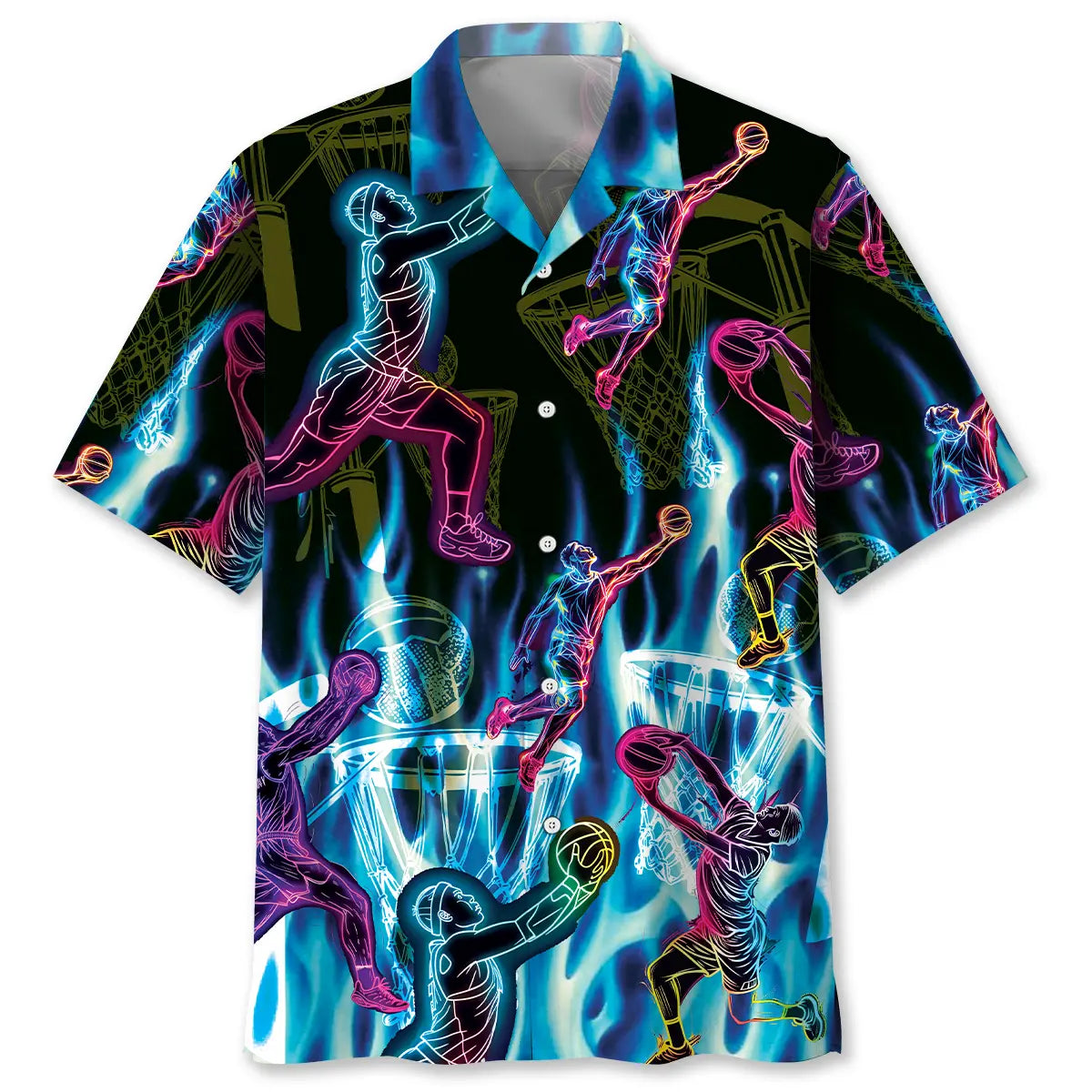 Neon Netball Fire Hawaiian Shirt For Island Vacations, Resort Wear, And Relaxed Seasonal Style
