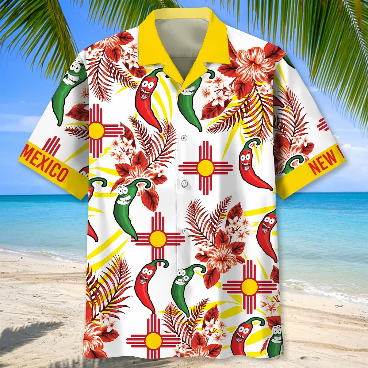 New Mexico Dancing Chili Hawaiian Shirt For Warm Weather Outing And Seasonal Wardrobe