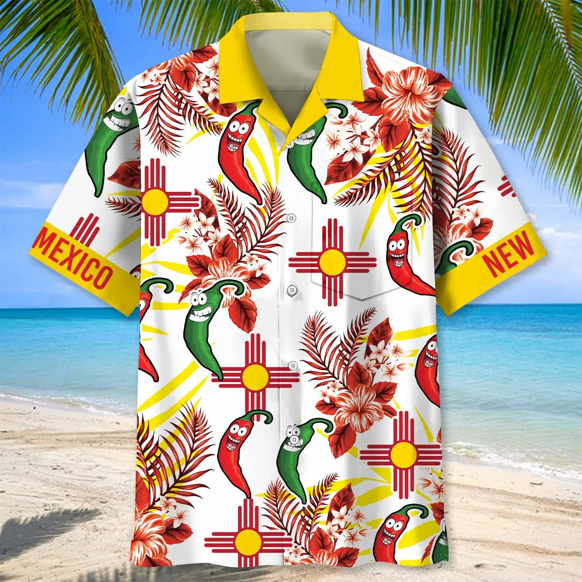 New Mexico Dancing Chilli Hawaiian Shirt Pocket