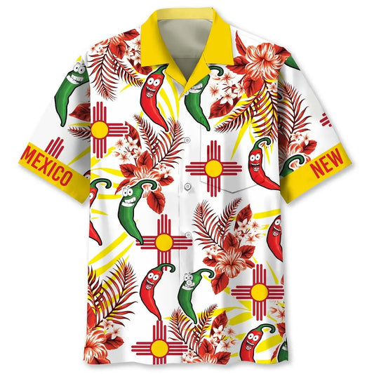 Mexico Dancing Chilli Pocket Hawaiian Shirt For Summer Vacation, Beach Travel, And Casual Wear