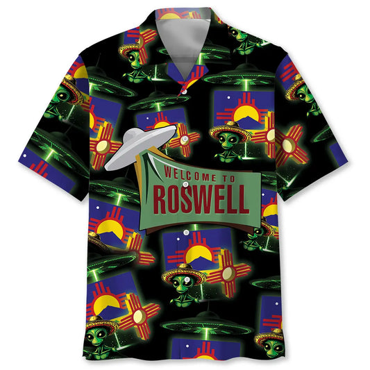 Mexico Roswell Alien Heritage Hawaiian Shirt For Resort Trips, Coastal Parties, And Warm Weather Style