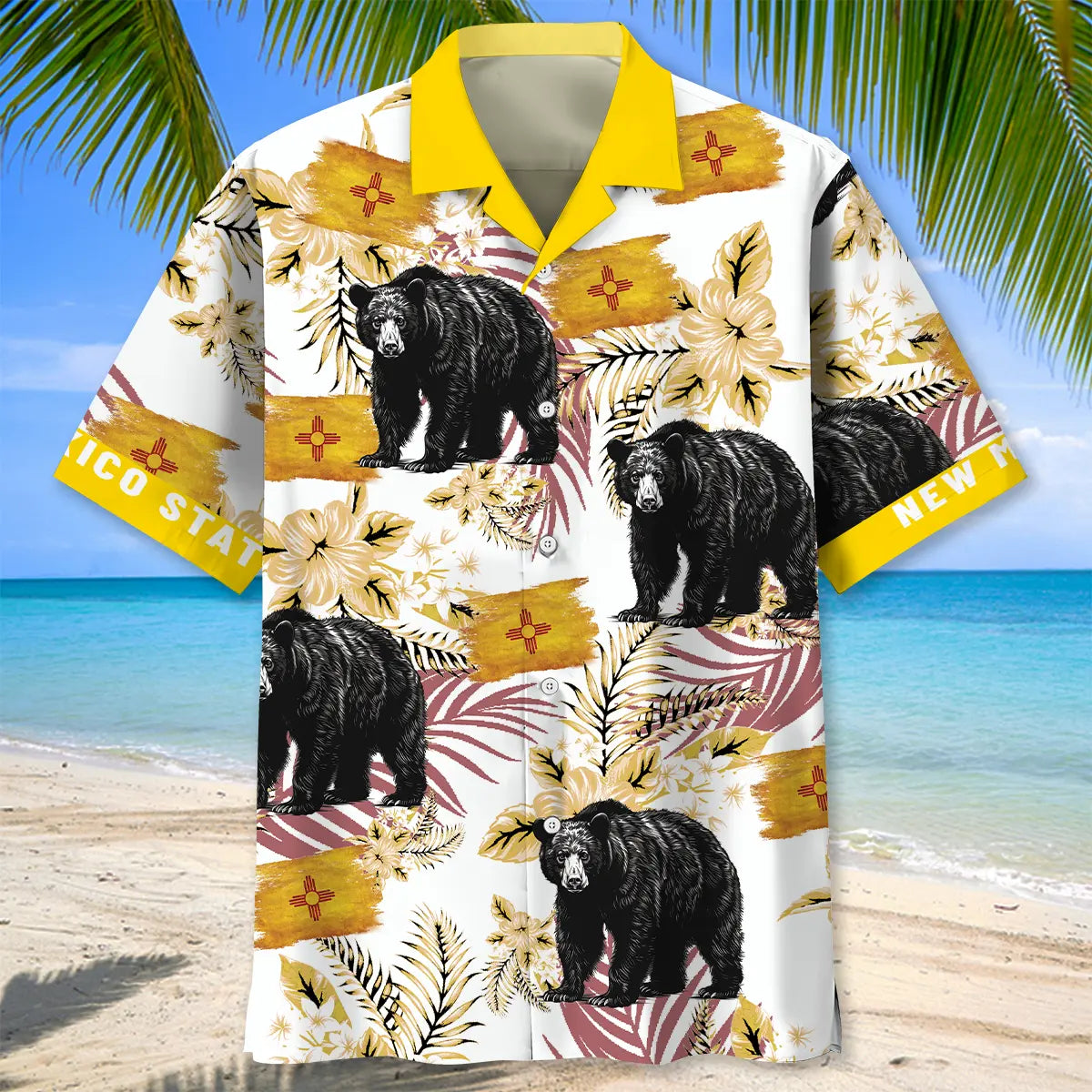 New Mexico State Proud Black Bear Hawaiian Shirt For Outdoor Event, Island Adventure, And Resort Wear