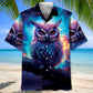 Night Sci Fi Owl Art Hawaiian Shirt For Tropical Retreat And Summer Party Style