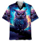 Night Sci Fi Owl Art Hawaiian Shirt For Poolside Gathering, Vacation Cruise, And Summer Event Style