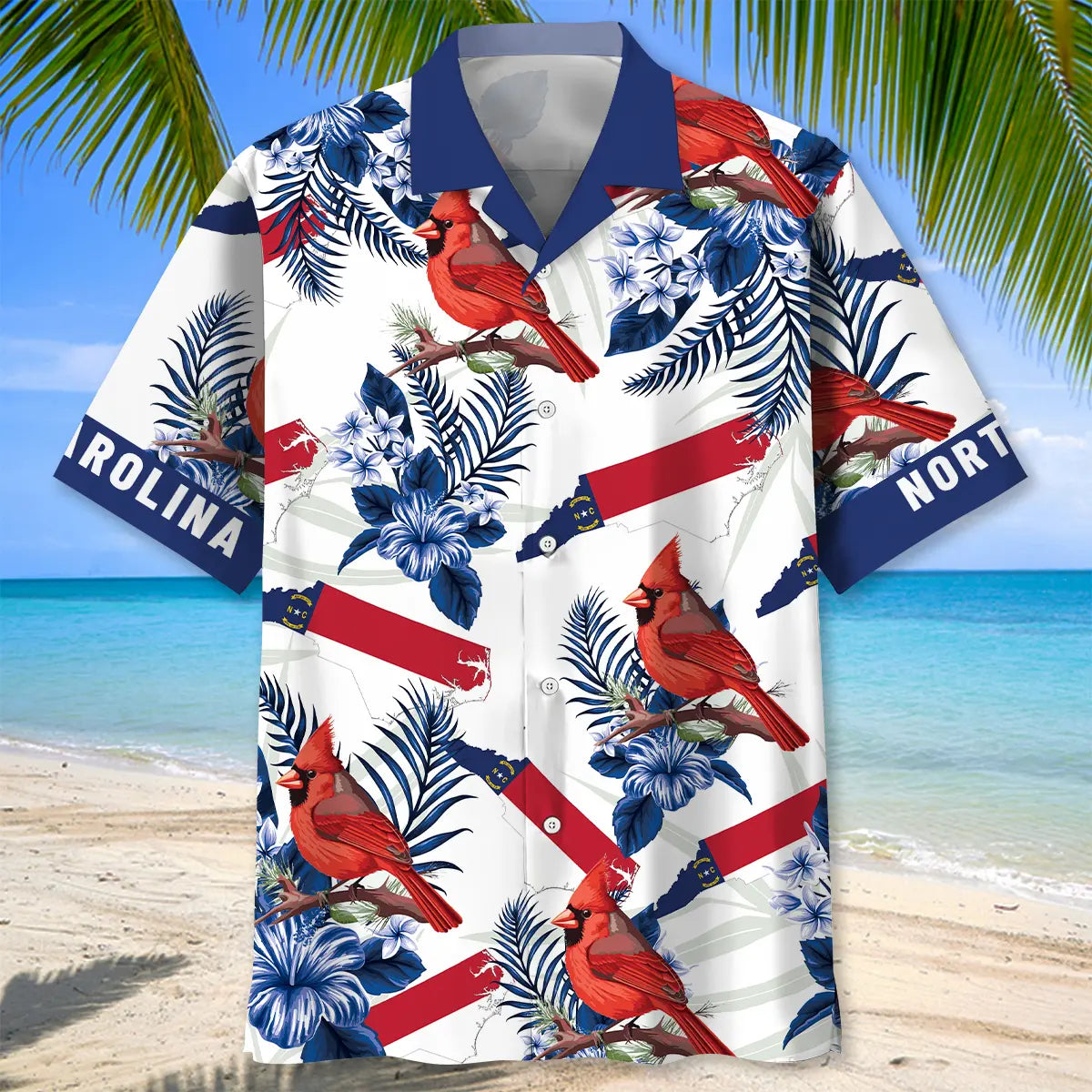 North Carolina Proud Cardinal Bird Hawaiian Shirt For Coastal Adventure And Relaxed Resort Style