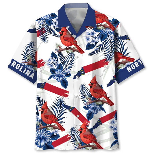 North Carolina Proud Cardinal Bird Hawaiian Shirt For Resort Holiday And Daily Summer Wear