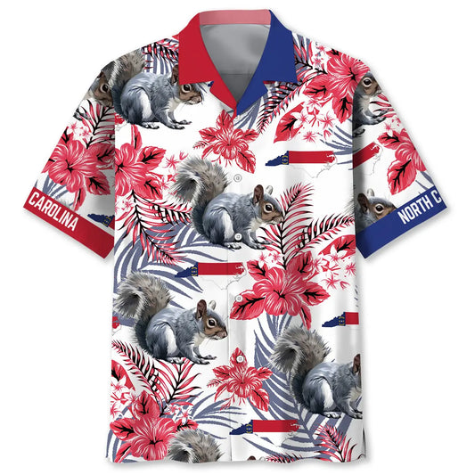 North Carolina Proud Hawaiian Shirt For Beach Travel, Relaxed Getaway, And Coastal Casual Wear