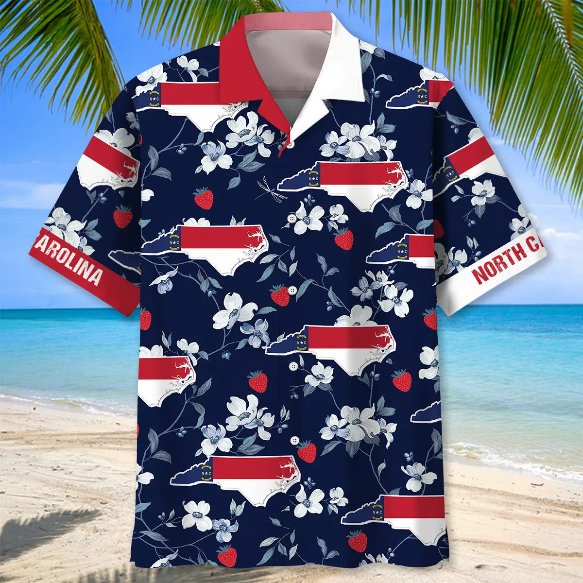 North Carolina State Blue Hawaiian Shirt For Casual Weekend And Comfortable Travel Wear