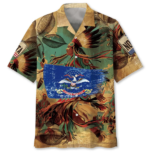 North Dakota Heritage Pride Hawaiian Shirt For Island Vacations, Resort Wear, And Relaxed Seasonal Style