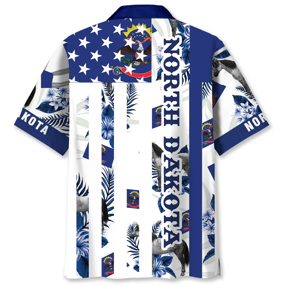 North Dakota Heritage Hawaiian Shirt For Resort Trips, Coastal Parties, And Warm Weather Style