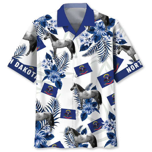 North Dakota Heritage Hawaiian Shirt For Resort Trips, Coastal Parties, And Warm Weather Style