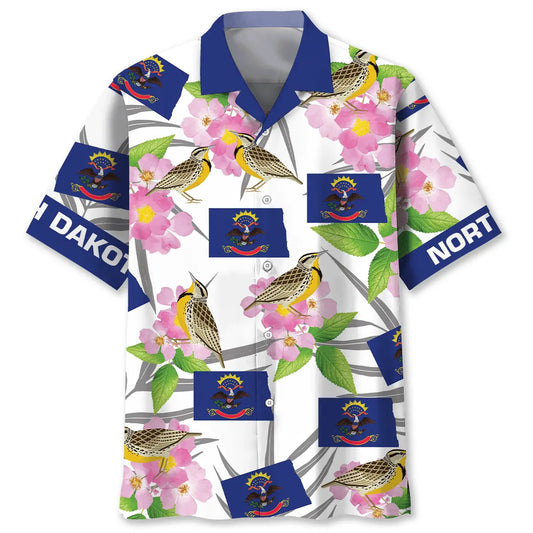 North Dakota Heritage Proud Hawaiian Shirt For Tropical Holidays, Outdoor Gatherings, And Everyday Comfort