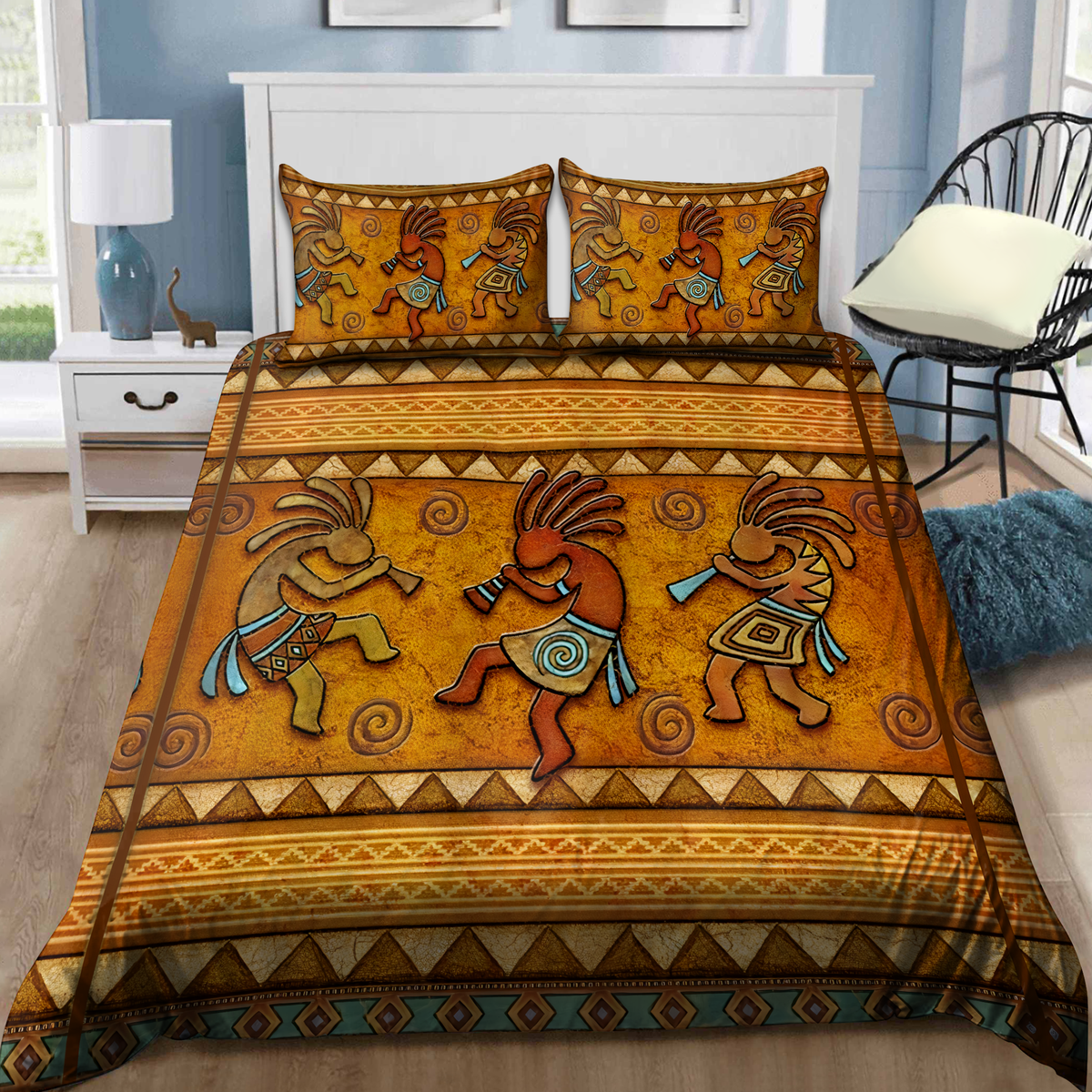 Native American Sign Yellow Bedding Cover For Southwestern Bedroom Decor