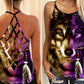 Native Wolf Purple Hollow Tank Top For Yoga Workouts And Casual Wear