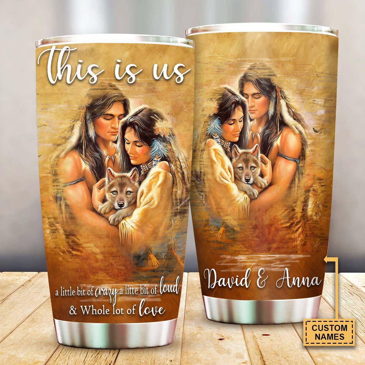 Native Couple Whole Lot Of Love Personalized 20 Oz Tumbler For Coffee Travel And Daily Drinks