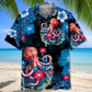 Octopus Creative Pattern Hawaiian Shirt For Animal Lovers, Beach Travel, And Casual Summer Style