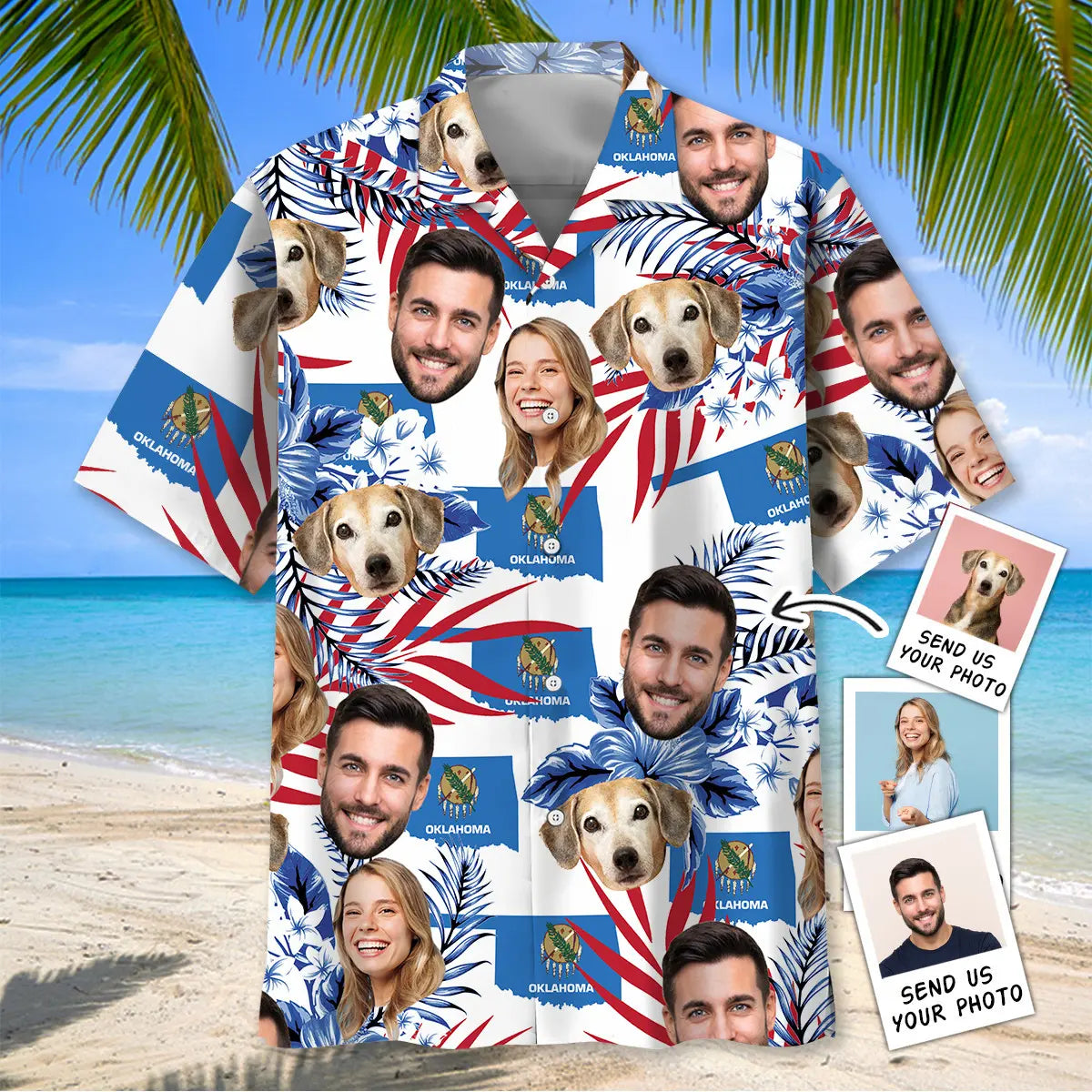Hawaiian Shirt / Adults / S Oklahoma Family Custom Photo Face Hawaiian Shirt