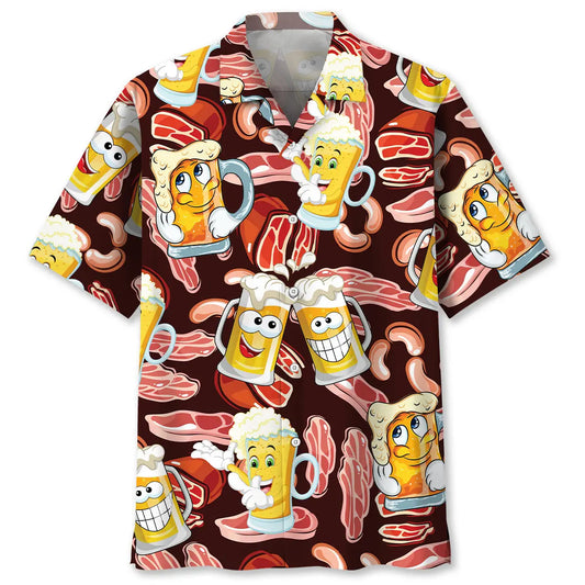 Oktoberfest Drinking Beer Hawaiian Shirt For Summer Vacation, Beach Travel, And Casual Wear