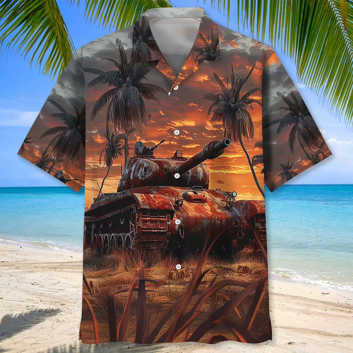 Soldier Tank Hawaiian Shirt For Coastal Travel, Casual Events, And Comfortable Summer Wear
