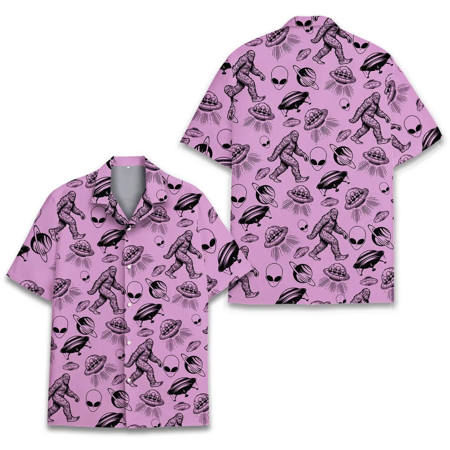 Island Bigfoot Alien Sasquatch Aloha Hawaiian Shirt For Island Vacations, Resort Wear, And Relaxed Seasonal Style