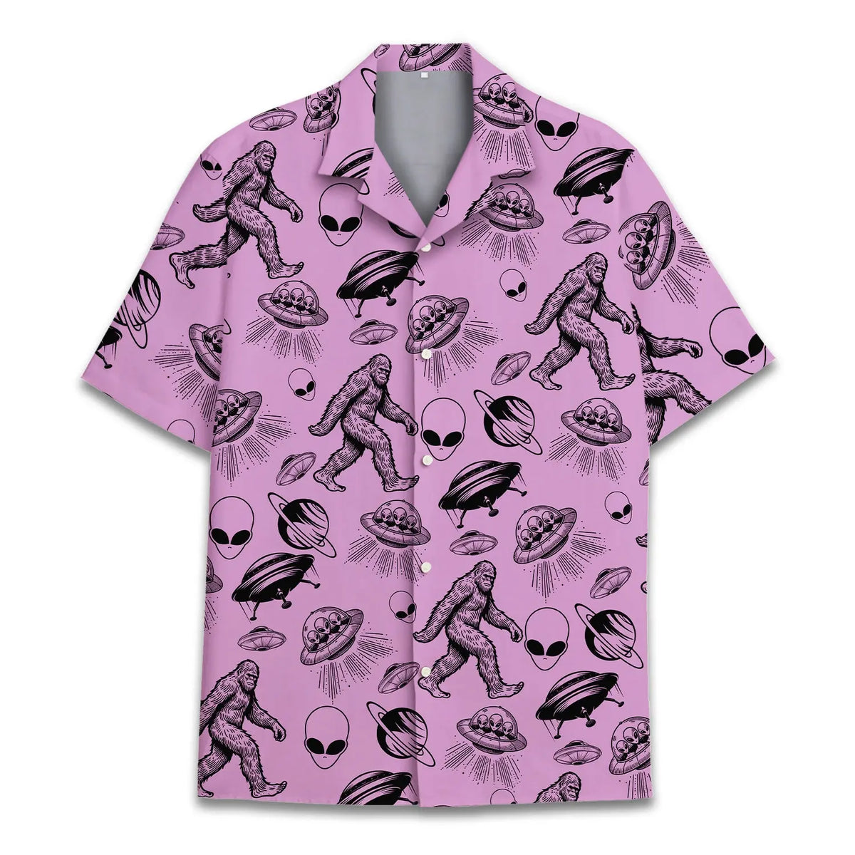 Island Bigfoot Alien Sasquatch Aloha Hawaiian Shirt For Island Vacations, Resort Wear, And Relaxed Seasonal Style