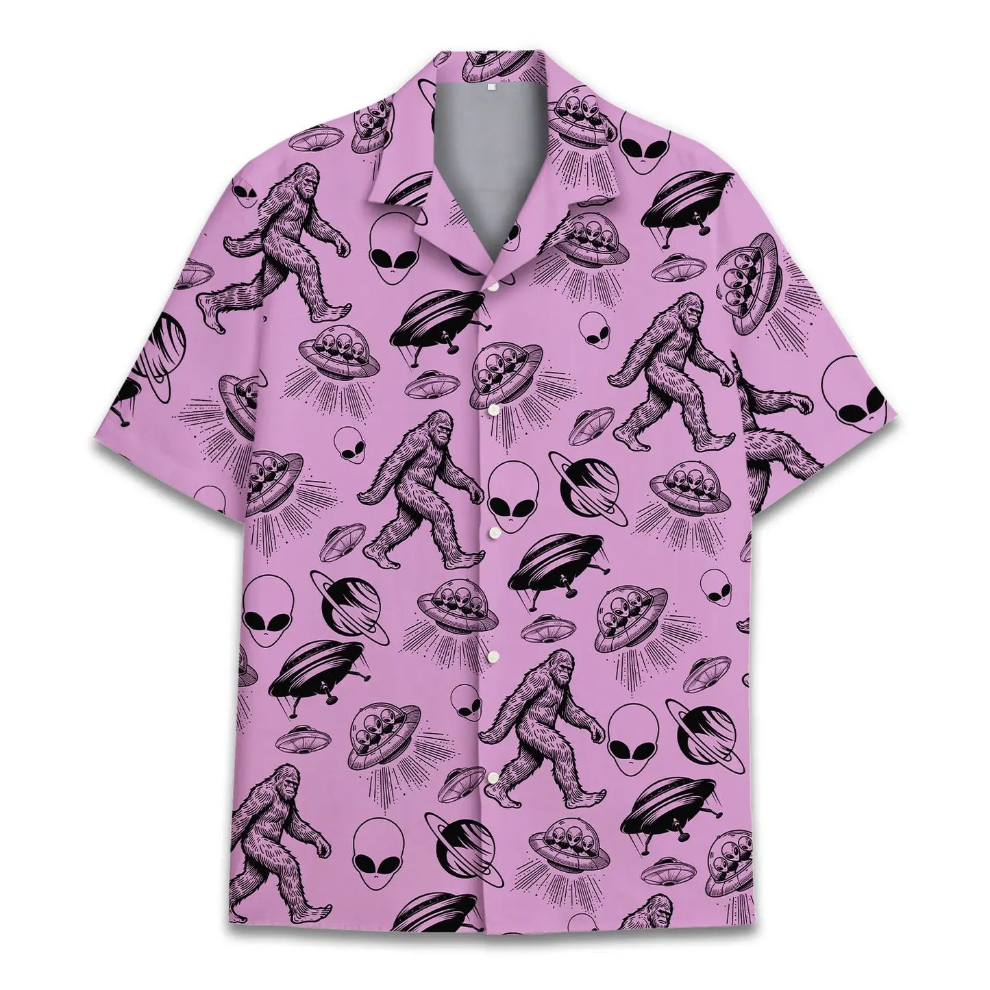 Island Bigfoot Alien Sasquatch Aloha Hawaiian Shirt For Island Vacations, Resort Wear, And Relaxed Seasonal Style