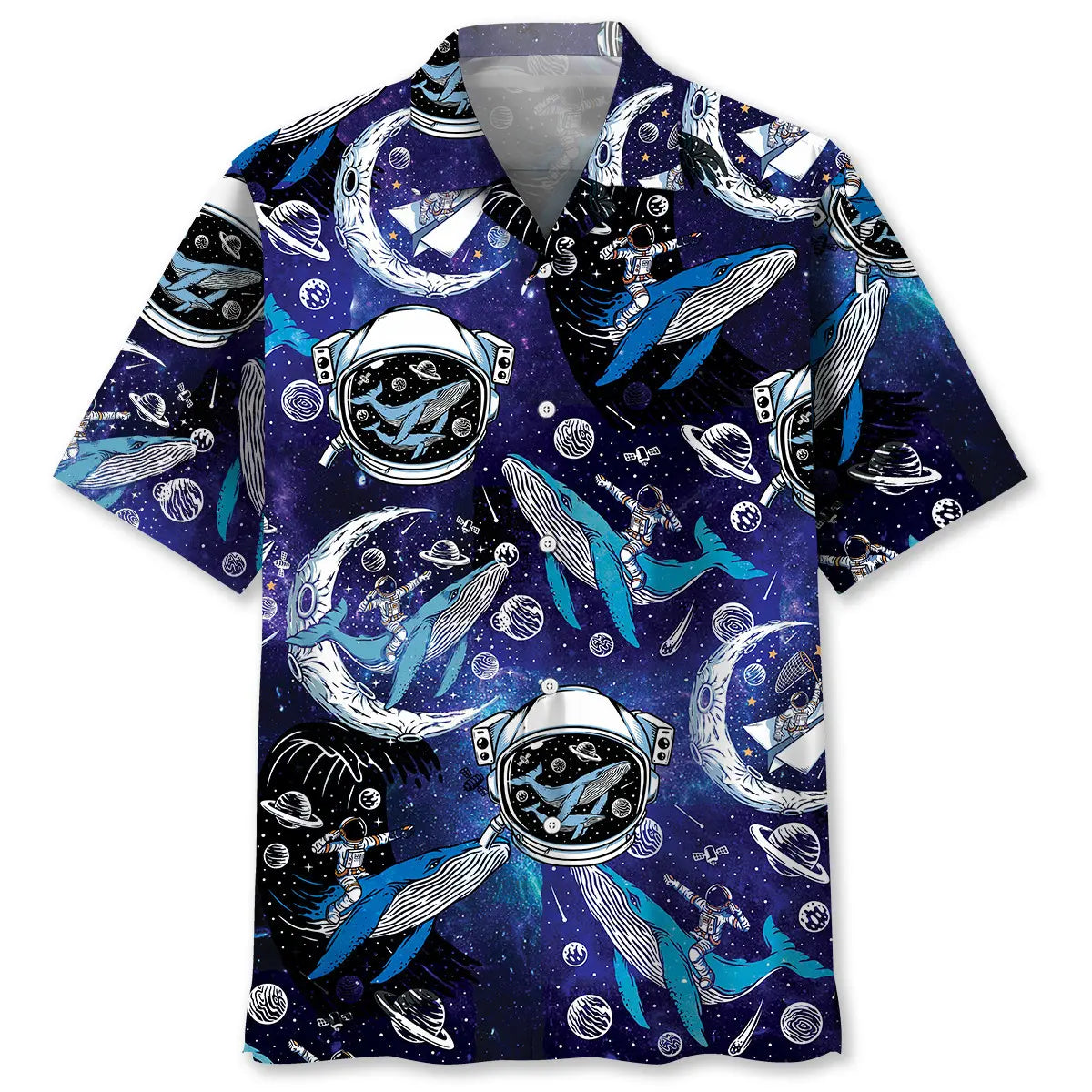Outer Space Whale Hawaiian Shirt For Beach Days, Summer Outings, And Thoughtful Gift Giving