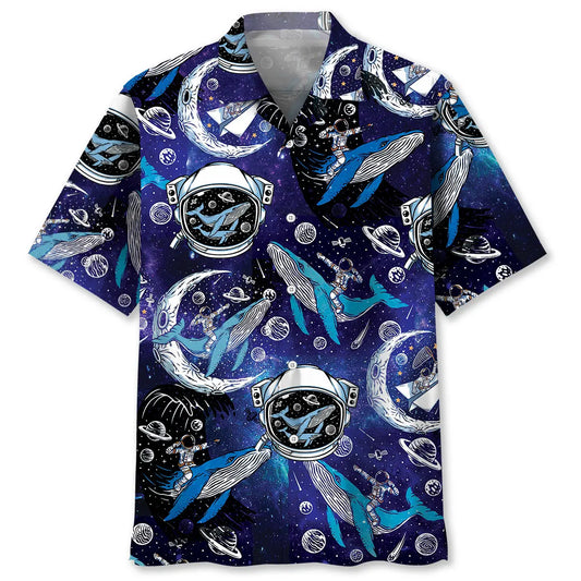 Outer Space Whale Hawaiian Shirt For Beach Days, Summer Outings, And Thoughtful Gift Giving