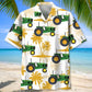 Palm Tree Green Tractor Hawaiian Shirt For Cruise Journey, Beachside Event, And Coastal Casual Wear