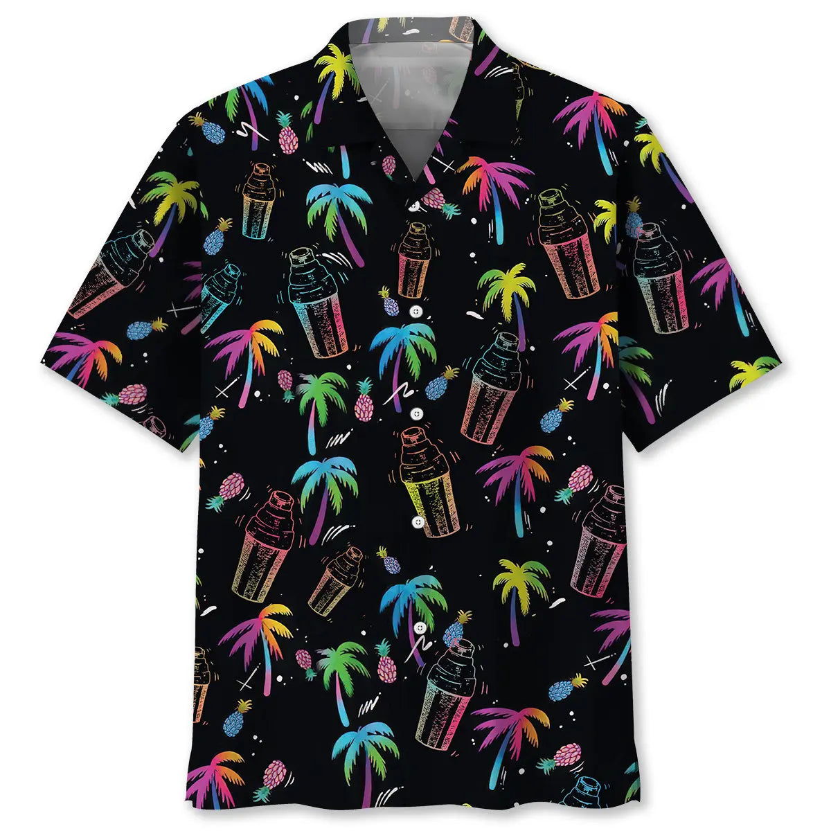 Palm Tree Shaker Bartender Hawaiian Shirt For Island Vacations, Resort Wear, And Relaxed Seasonal Style
