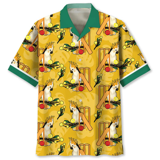 Parrot Cricket Hawaiian Shirt For Summer Vacation, Beach Travel, And Casual Wear
