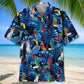 Tropical Parrot Blue Hawaiian Shirt For Tropical Holidays, Outdoor Gatherings, And Everyday Comfort