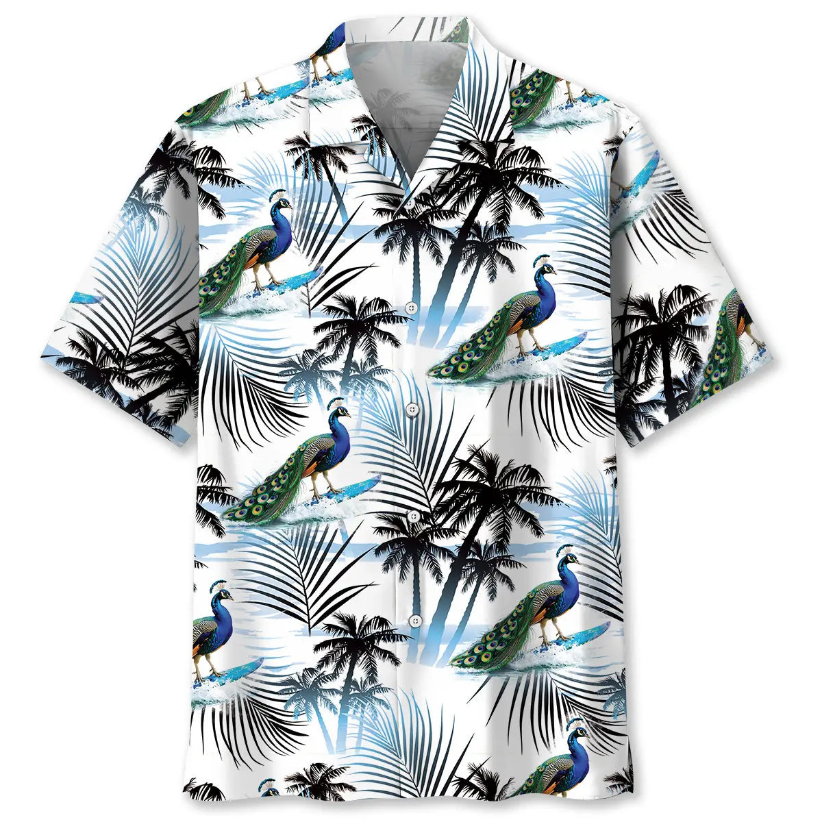 Funny Peacock Surfing Hawaiian Shirt For Sports Fans, Summer Outings, And Relaxed Vacation Wear