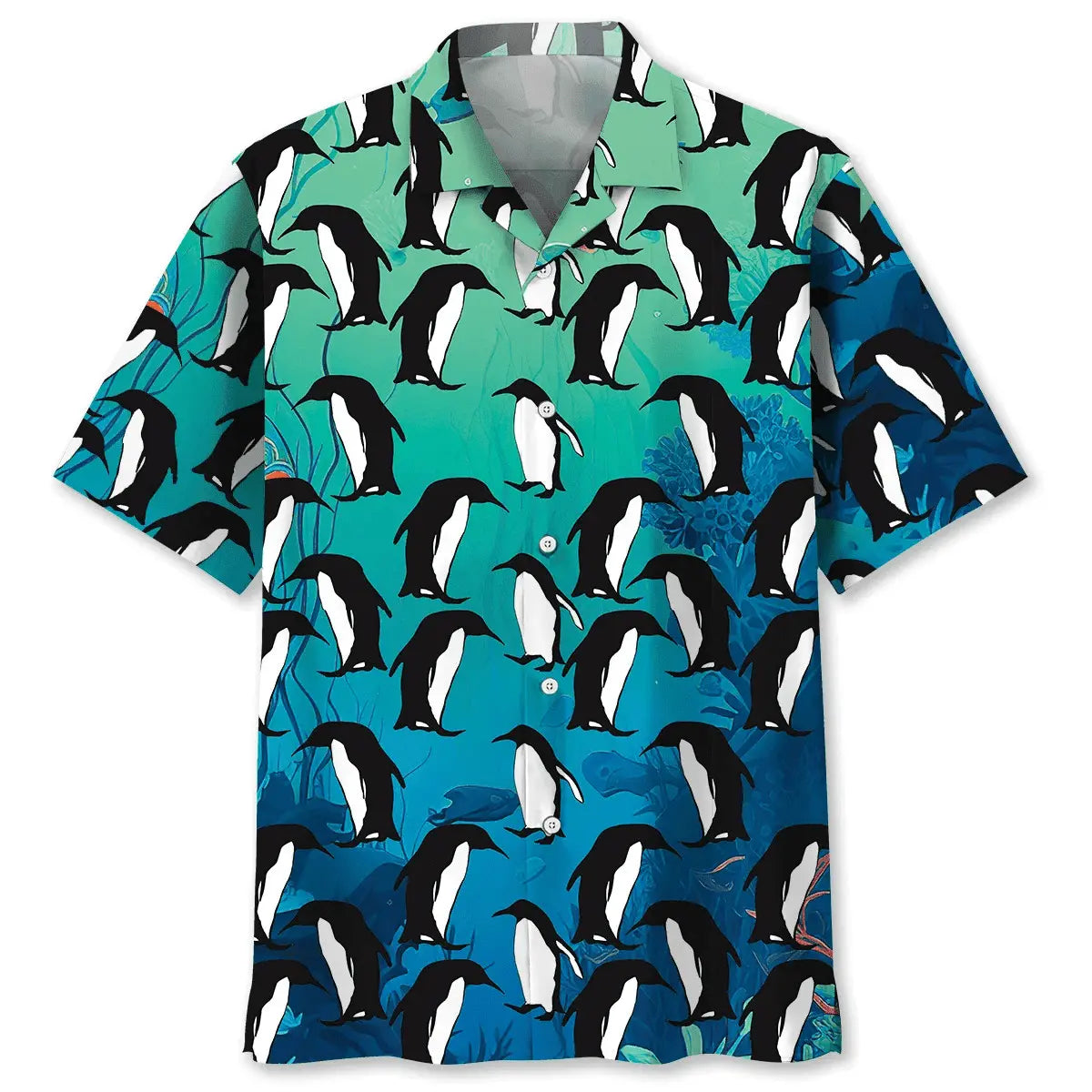 Penguins Ocean Hawaiian Shirt For Summer Vacation, Beach Travel, And Casual Wear