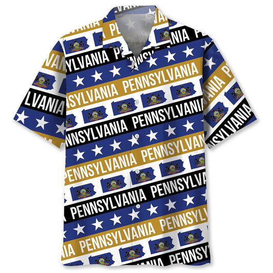 Pennsylvania Heritage Hawaiian Shirt For Summer Vacation, Beach Travel, And Casual Wear