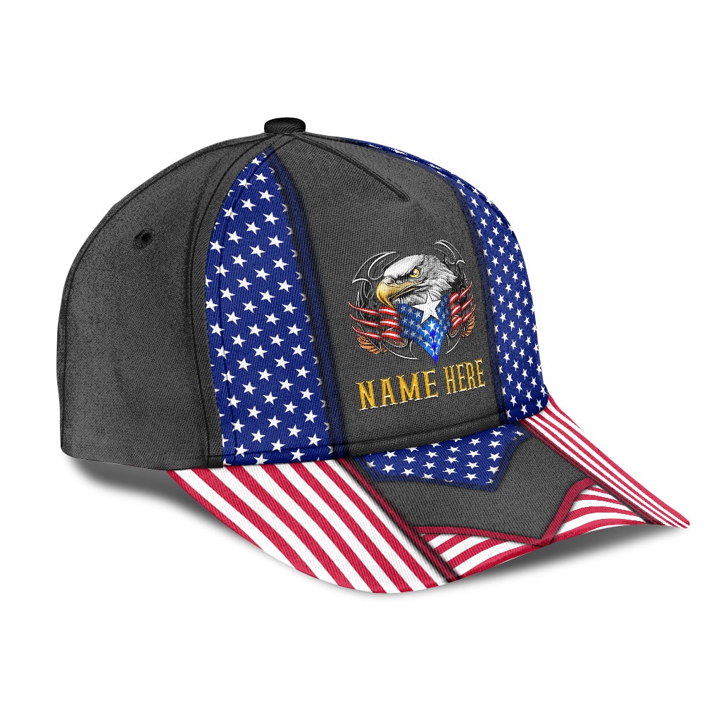 Custom Eagle Proud American Personalized Name Classic Cap For Beach Outings Holidays And Thoughtful Everyday Style