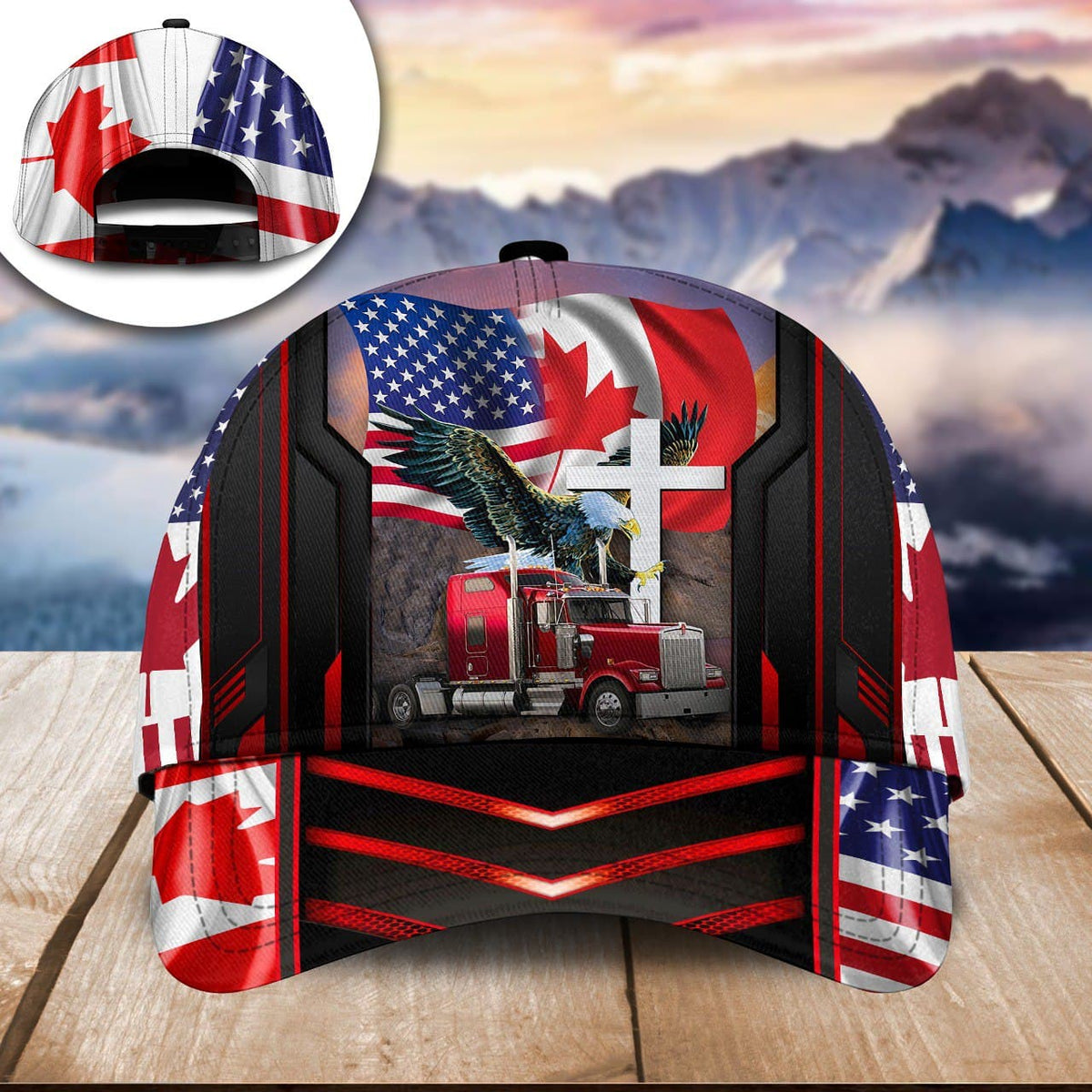 Truck Eagle Canadian American Flag Classic Cap For Summer Outings Festivals And Relaxed Daily Wear