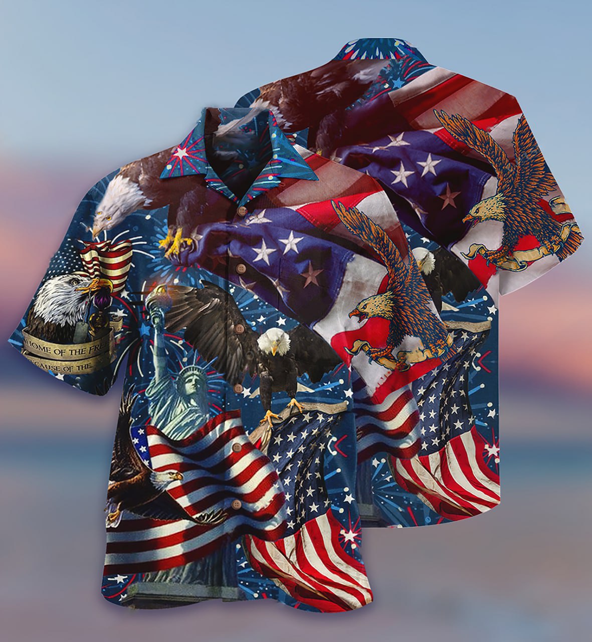 Eagle American Victory Hawaiian Shirt For Summer Vacation And Beach Travel
