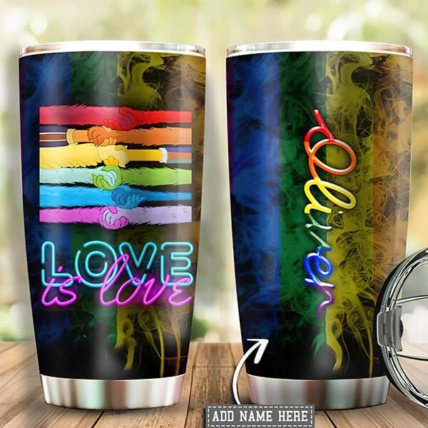 LGBT Love Is Love Colorful Personalized 20 Oz Tumbler For Coffee Travel And Daily Drinks