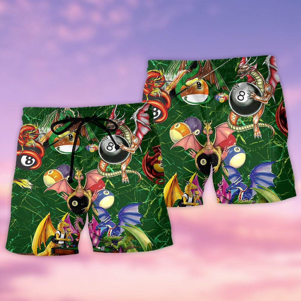 Green Dragon Billiards Beach Shorts Pattern Detail For Relaxed Weekends And Laid Back Daily Wear